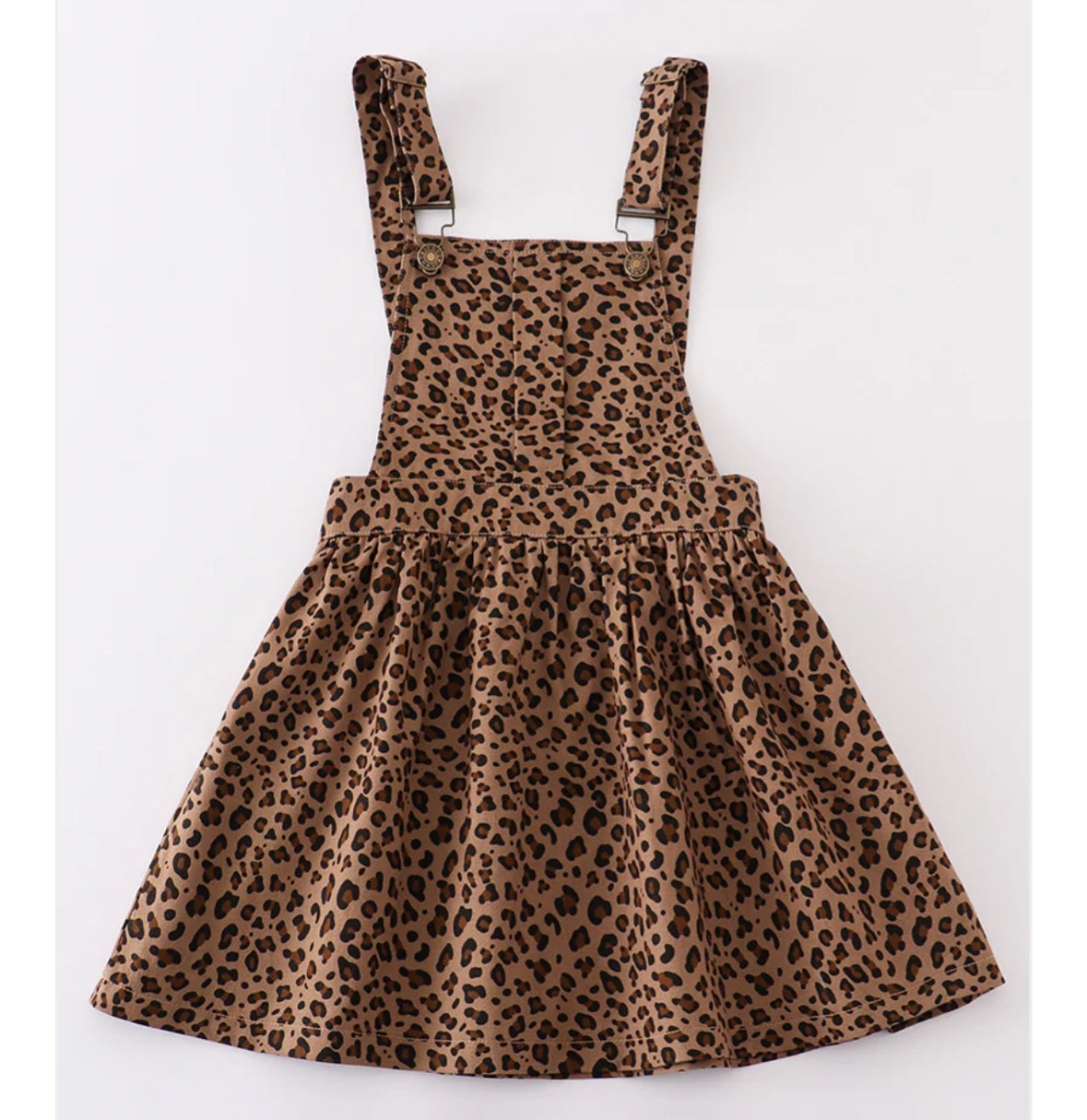 Leopard Denim Overall Dress