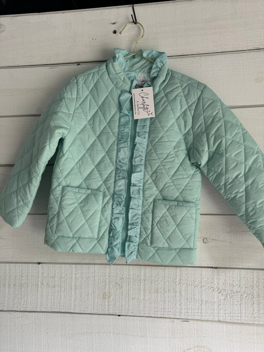 Mint Ruffle Quilted Jacket