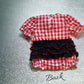 Gingham Red/White Cartoon Mouse Bubble Romper